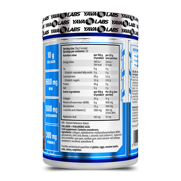 Collageen + Hyaluronic Acid 400 gram | Collageen ondersteunt huid, haar, nagel en gezondheid (6 smaken)