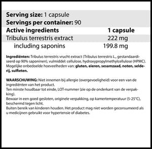 Tribulus Terrestris 90% Saponins / 90 caps | Stimuleert testosteron niveau, kracht en libido.