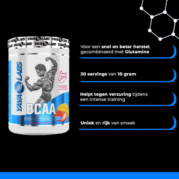 Bcaa 2:1:1 + L-Glutamine 300 gram | Helpt tegen verzuring tijdens een intense training