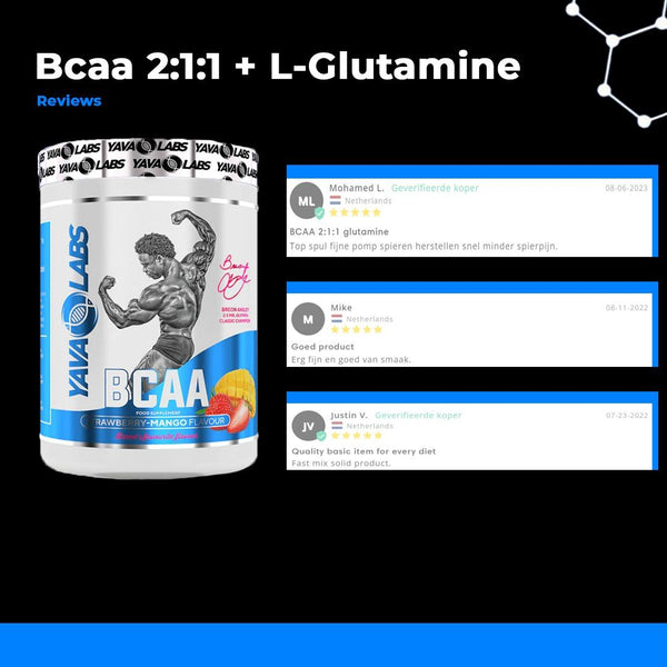 Bcaa 2:1:1 + L-Glutamine 300 gram | Helpt tegen verzuring tijdens een intense training