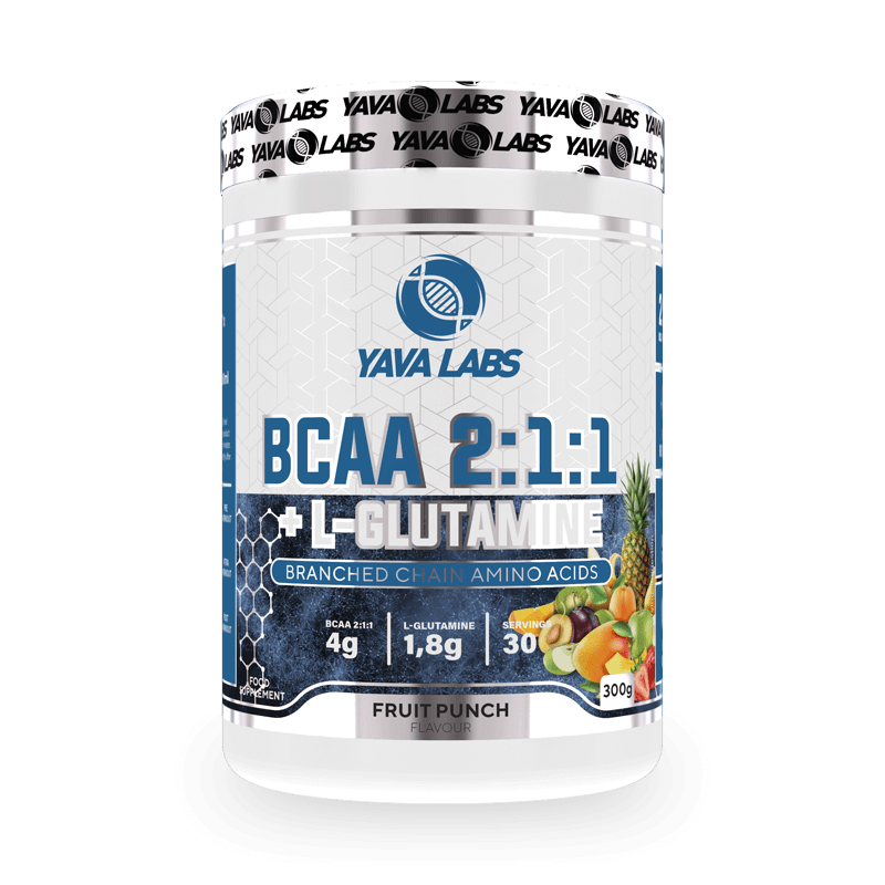 Bcaa 2:1:1 + L-Glutamine 300 gram | Ter ondersteuning van de spieropbouw/spierkracht/spiermassa - Yava Labs