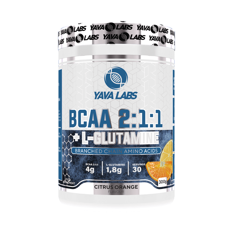 Bcaa 2:1:1 + L-Glutamine 300 gram | Ter ondersteuning van de spieropbouw/spierkracht/spiermassa - Yava Labs