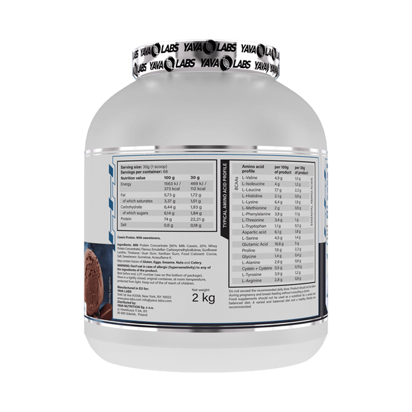 Casein Protein 2 KG | Eiwitten dragen bij tot de groei van de spiermassa - Yava Labs