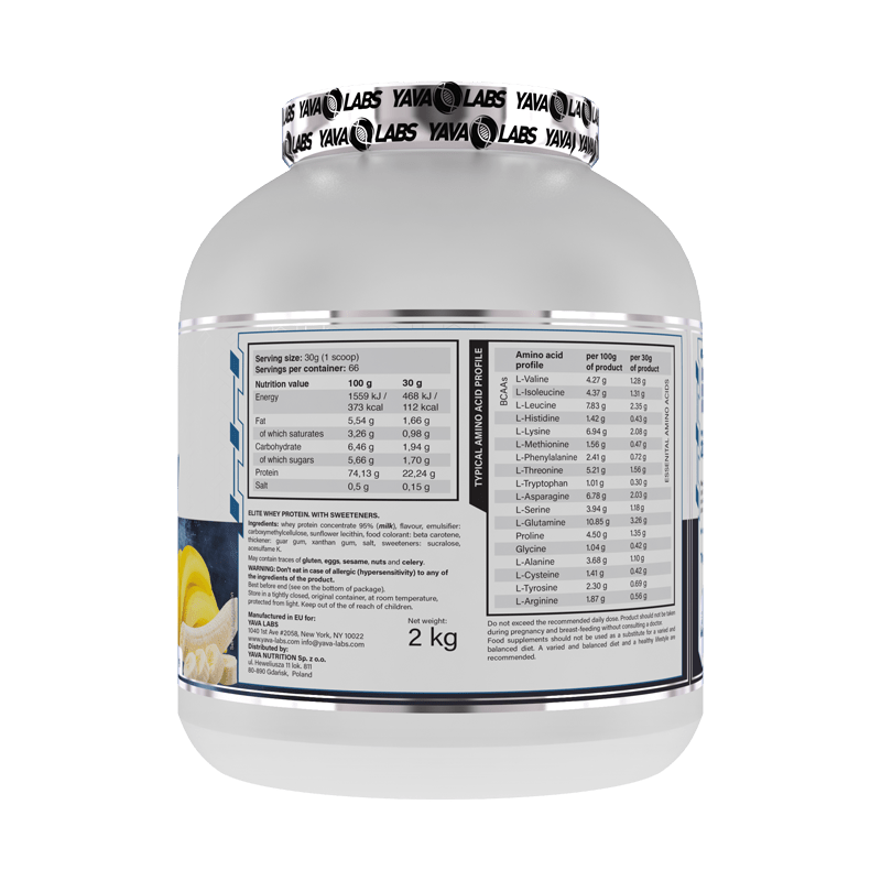 Elite Whey Protein 2 KG - Eiwitten dragen bij tot de groei van de spiermassa - Yava Labs