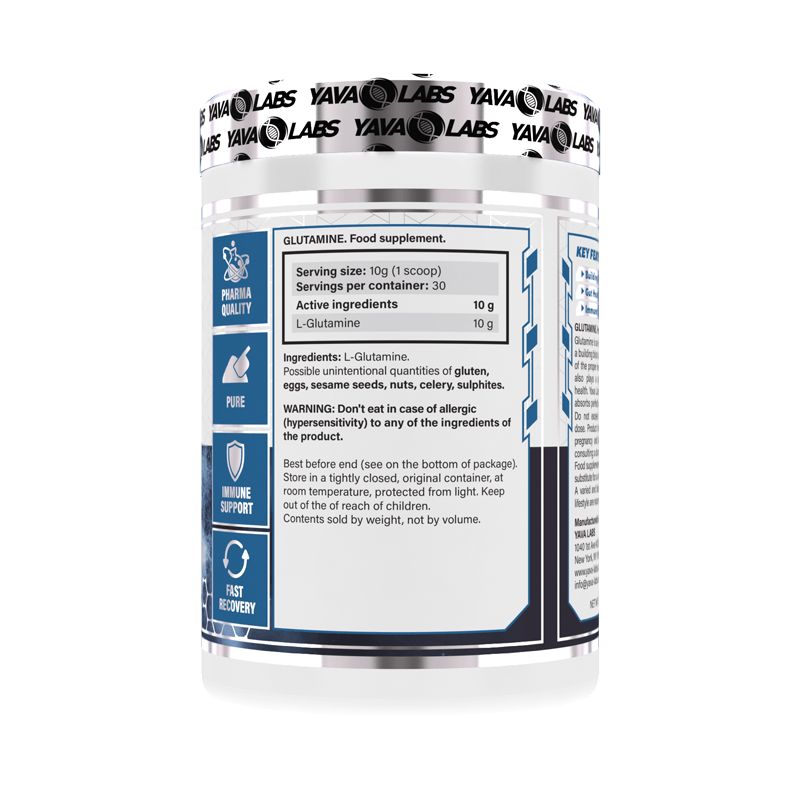 L-Glutamine Powder 300 GR | L-Glutamine ondersteunt spierherstel - Yava Labs